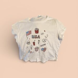 Altar'd State White USA Cropped T-Shirt. Size XXL